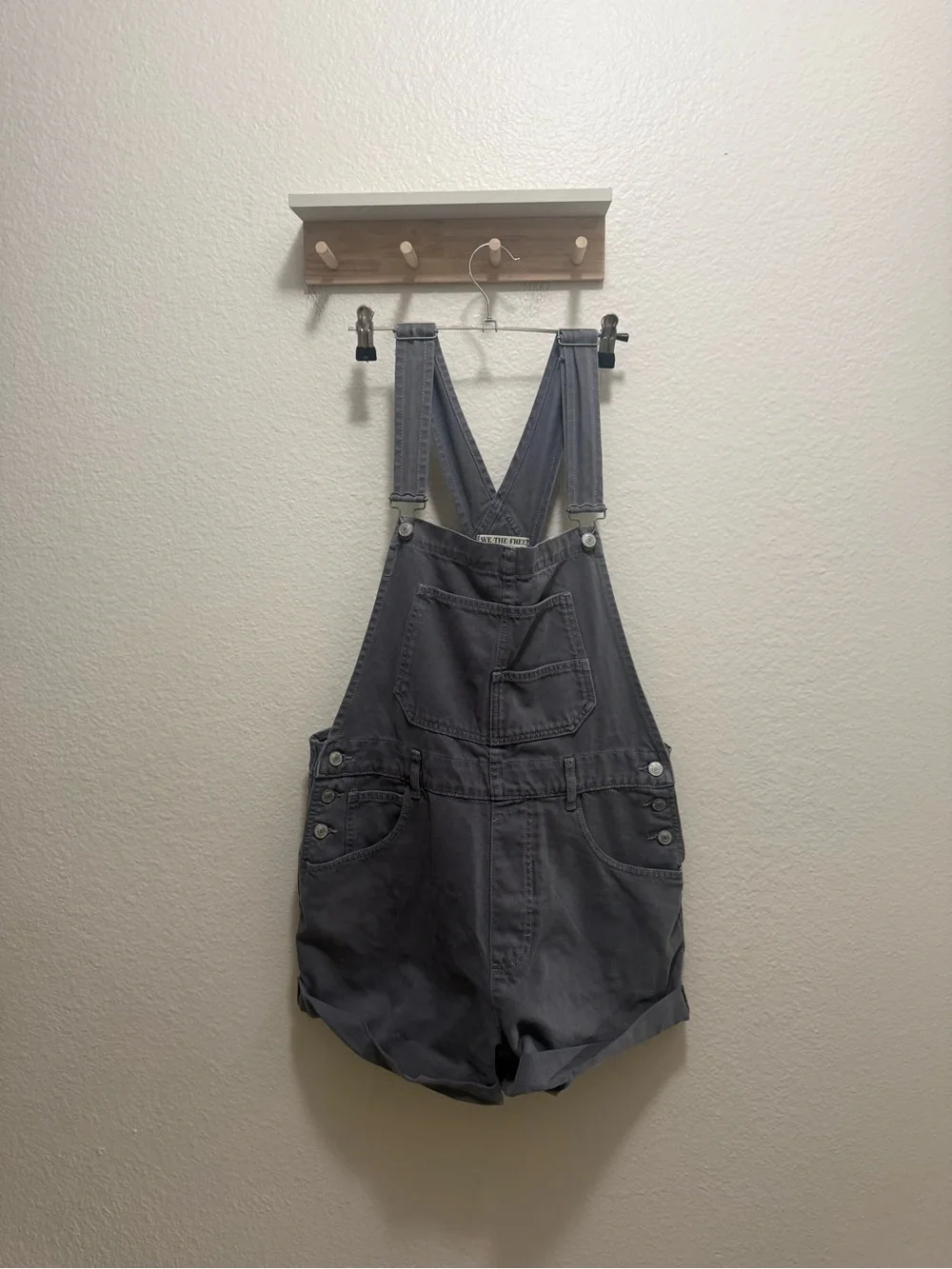 Free People We The Free Washed Charcoal Shortalls Overalls Size M